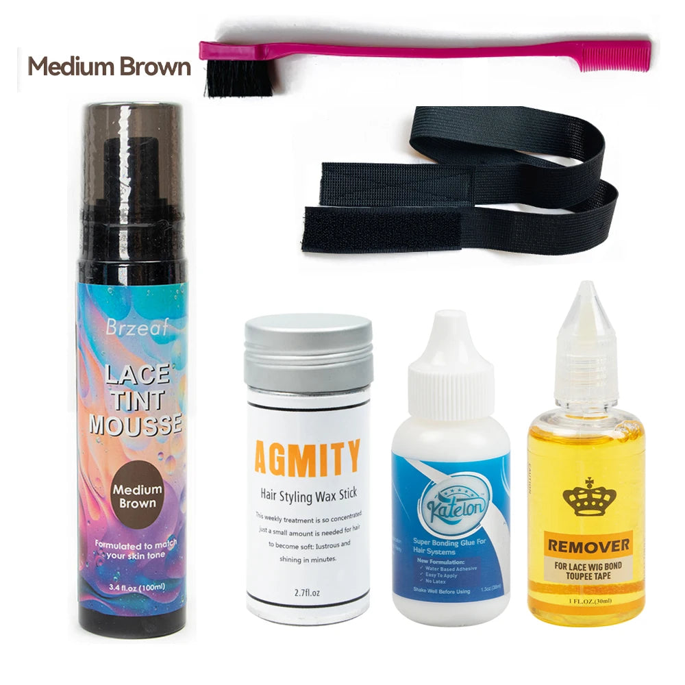 Hair Care Kit Wig Glue Wax Stick Adhesives Remover Lace Tint Mousse Melting Spray Edge Control Wig Installation Set Ultra Hold