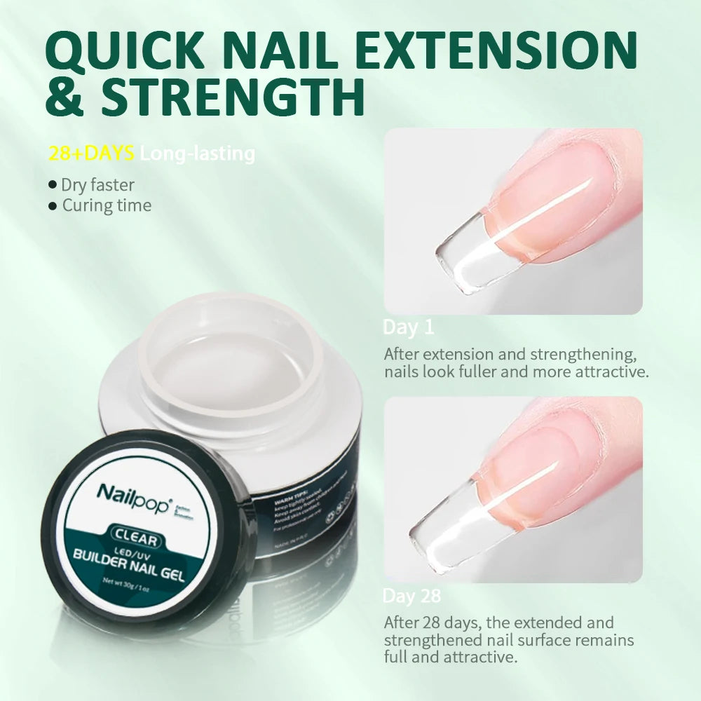 Kit professionnel de gel de construction - 3 couleurs (transparent, rose, nude) avec outils