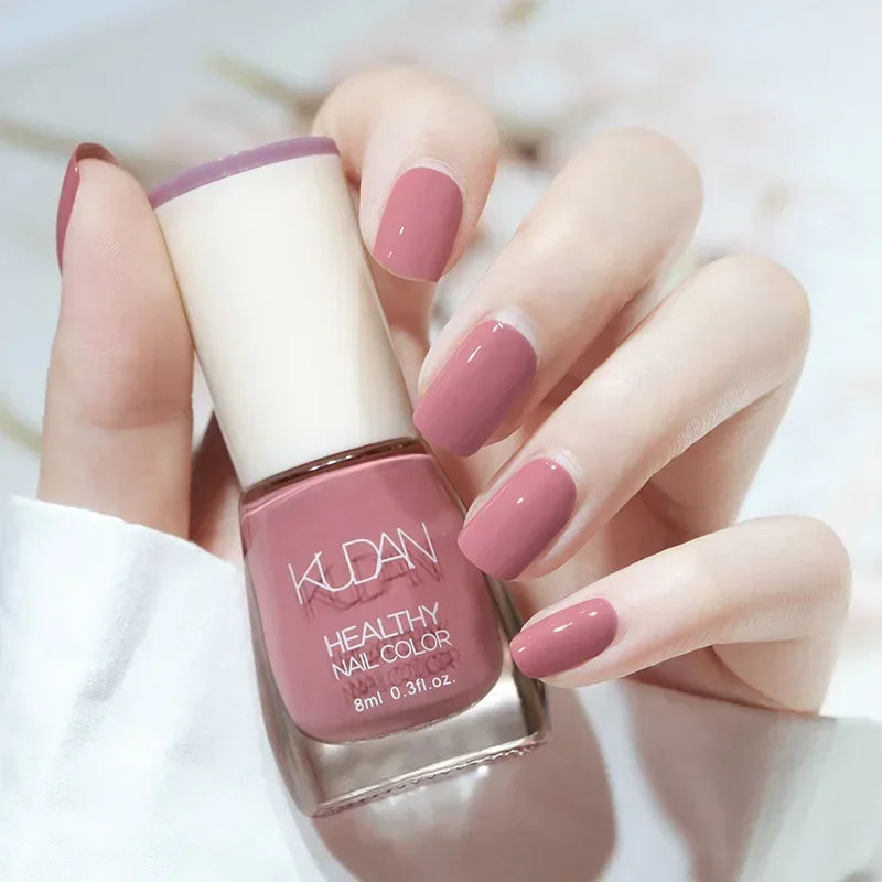 Vernis à ongles sans lampe UV, blanc à fines paillettes, sans cuisson, sans décollement, base huileuse transparente et brillante, couleur nude