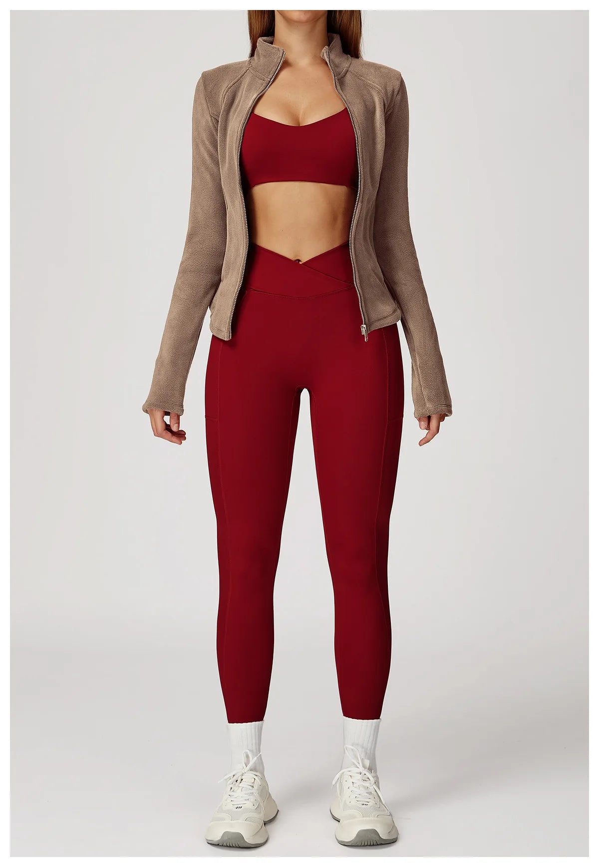 Sports Jacket Long Sleeve Women Zip Fitness Yoga Shirt Winter Warm Gym Top Activewear Running Coats Workout Clothes For Cycling