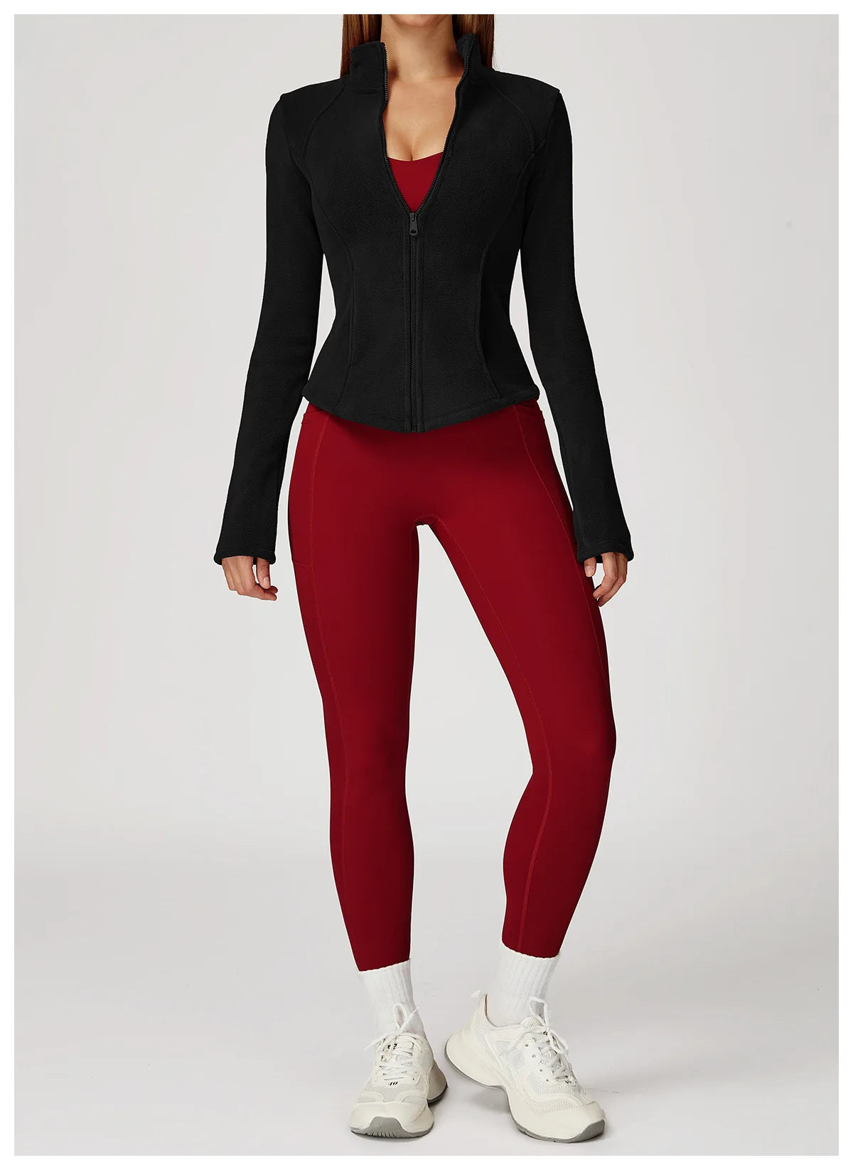 Sports Jacket Long Sleeve Women Zip Fitness Yoga Shirt Winter Warm Gym Top Activewear Running Coats Workout Clothes For Cycling