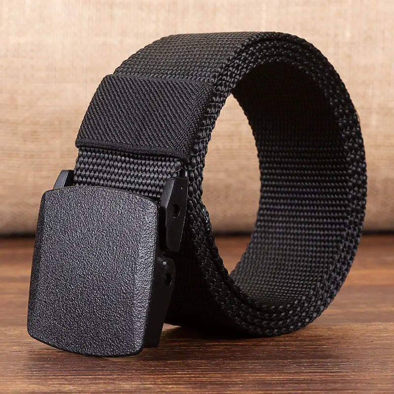 Military Men Belt Adjustable Army Tactical Belt for Outdoor Work Hunting with Plastic Buckle Tactical Waist Belt 120Cm