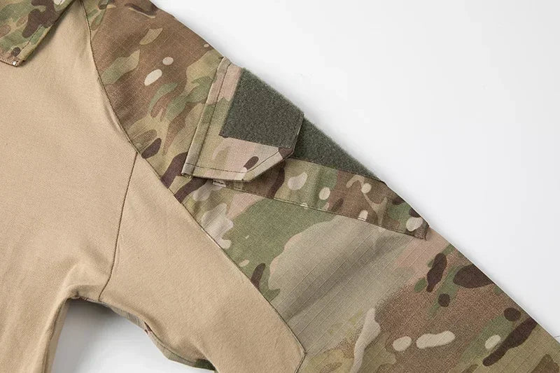 Tactical Airsoft Army Combat Shirt - Breathable CP Camo Zipper Tee