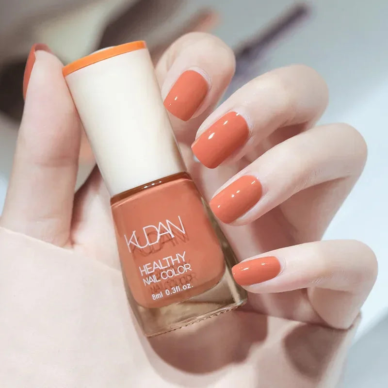 Vernis à ongles sans lampe UV, blanc à fines paillettes, sans cuisson, sans décollement, base huileuse transparente et brillante, couleur nude