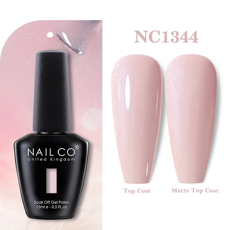 Vernis à ongles gel NAILCO 283 couleurs, base et top coat, semi-permanent, UV, pour nail art et manucure hybride.