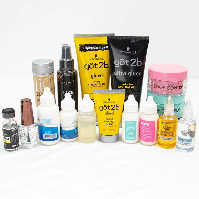 Hair Care Kit Wig Glue Wax Stick Adhesives Remover Lace Tint Mousse Melting Spray Edge Control Wig Installation Set Ultra Hold