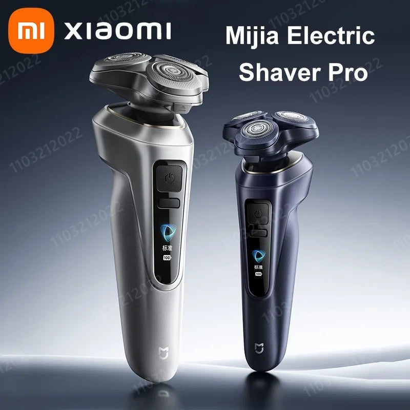 Rasoir électrique Xiaomi Pro avec tondeuse à barbe, utilisable sur peau sèche ou humide, étanche, écran couleur dynamique, rasage complet à 360°, autonomie de 90 jours.