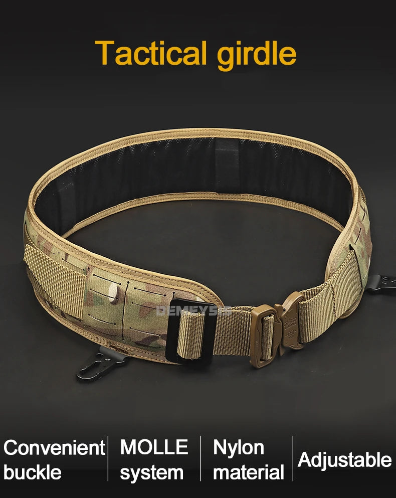 Tactical MOLLE Padded Belt - Combat Waist Belt for Airsoft & Hunting