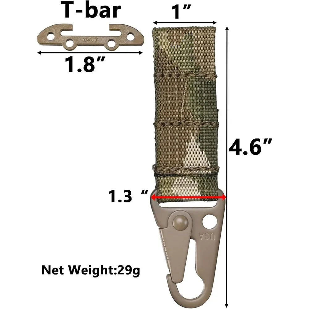 MOLLE T-Mount Carabiner Clip - Tactical Gear Attachment Hook