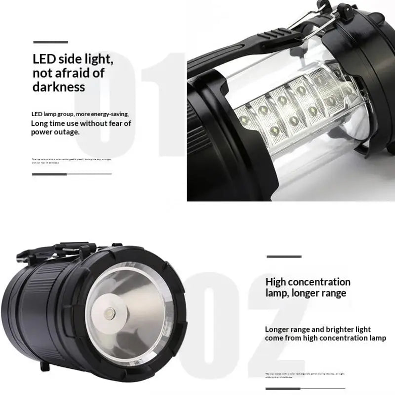 Lampe de camping LED portable, pliable et suspendue, mini lanterne, lampe torche LED puissante et lumineuse, lampe LED de poche