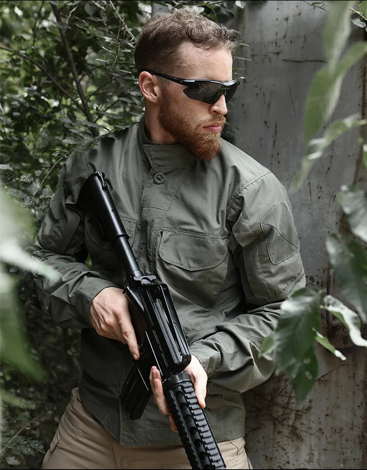 Military Tactical Long Sleeve Shirt - Multi-Pocket Camouflage Cargo Jacket