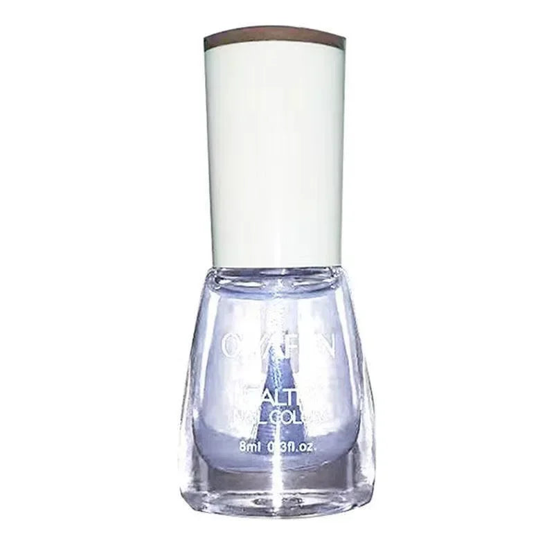 Vernis à ongles sans lampe UV, blanc à fines paillettes, sans cuisson, sans décollement, base huileuse transparente et brillante, couleur nude