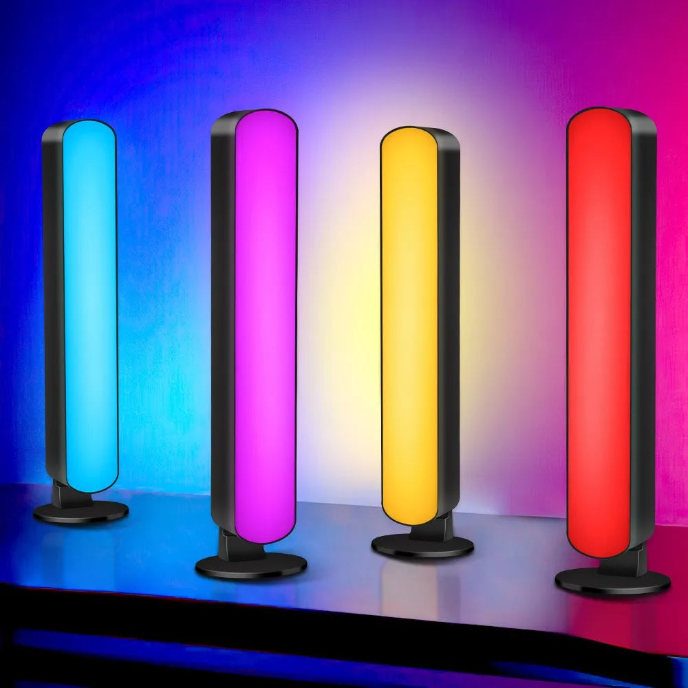 Lampe d'ambiance LED intelligente Symphony avec contrôle du son et application de commande, idéale pour la TV, l'ordinateur et les jeux vidéo. Décoration pour bureau.
