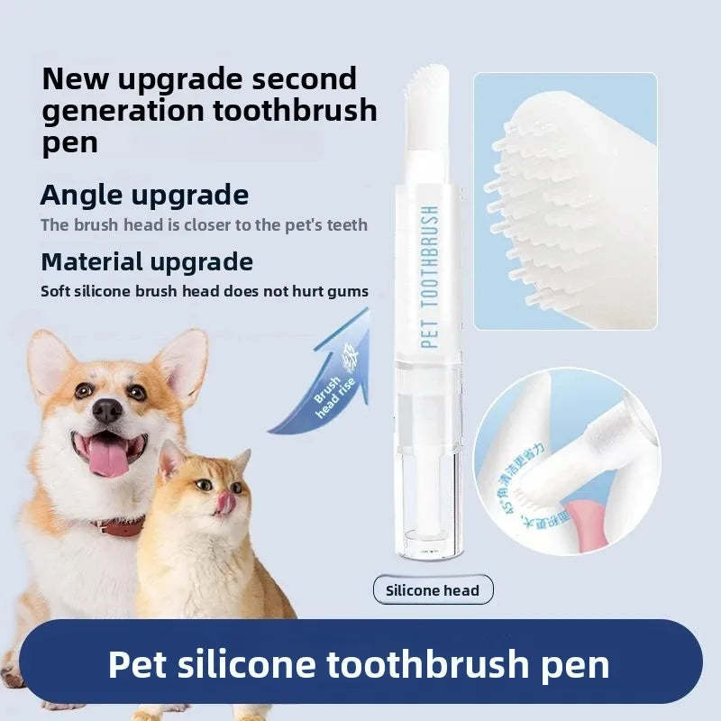 Pet Toothbrush Pen Teeth Cleaning Tool Breath Removing Dental Calculus Toothpaste Integrated Cat Dog Universal Pet Toothbrush