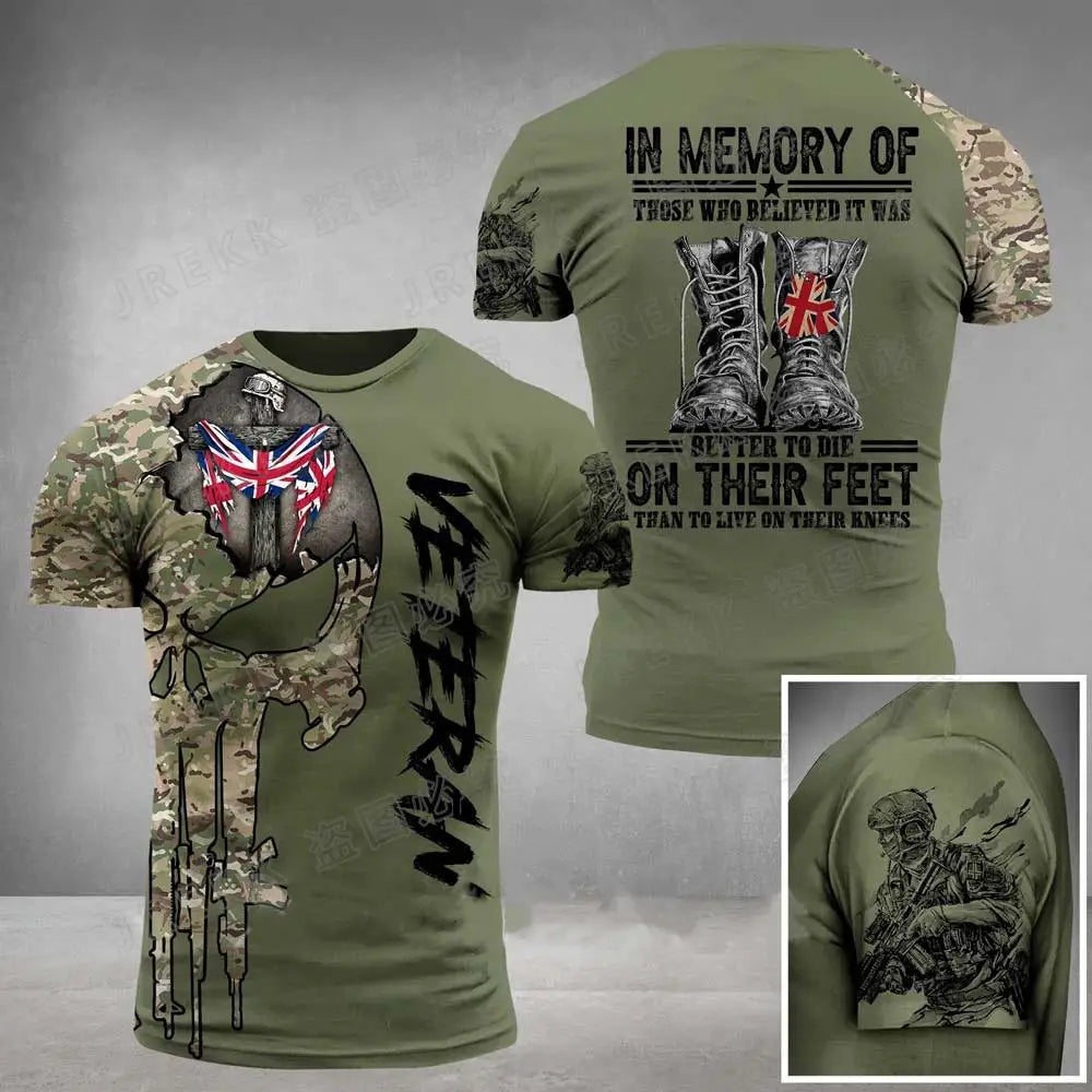 British Soldier Army Veteran T-Shirt - 3D Printed Camouflage Tee