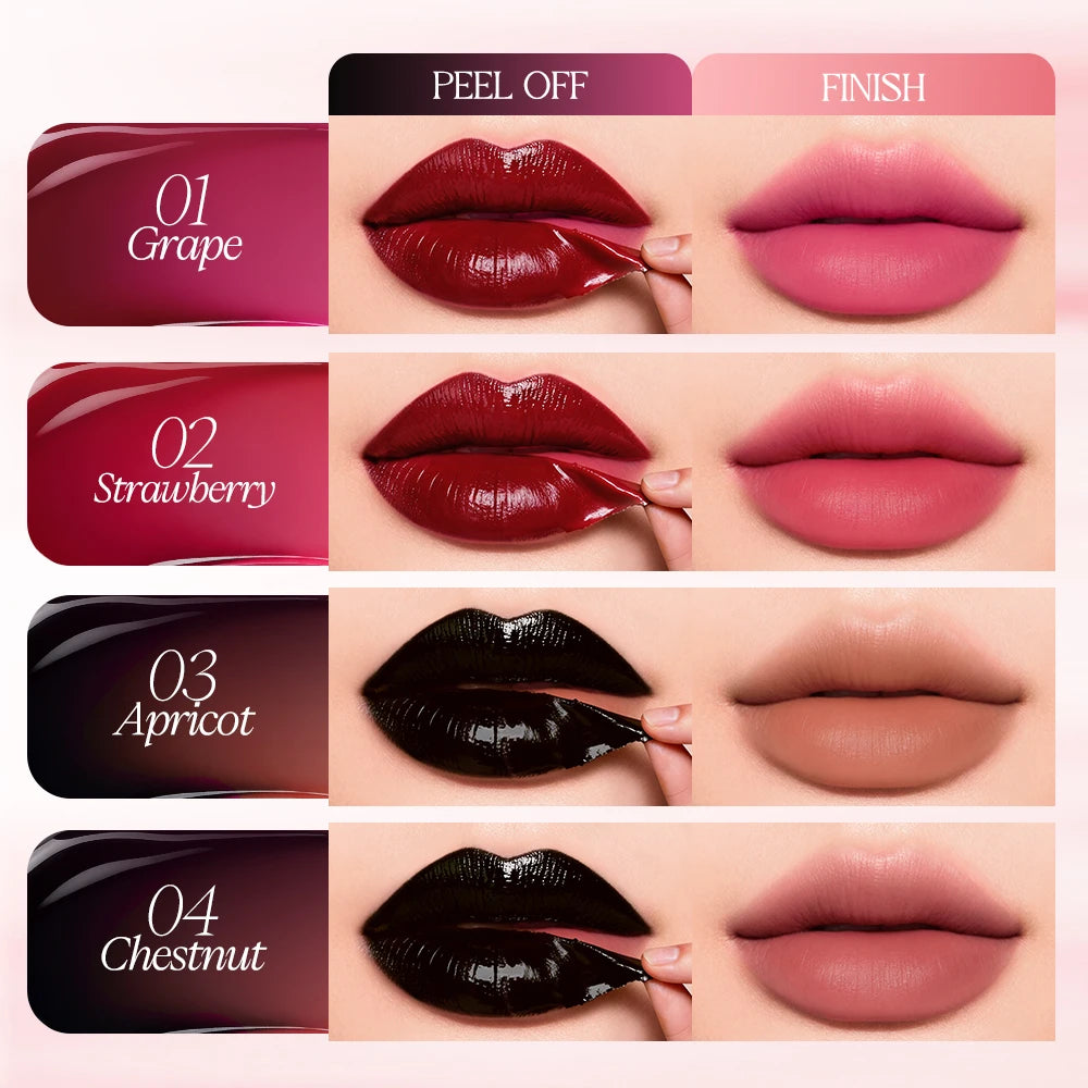 O.TWO.O Lip Stain Lip Tattoo Peel-off Highly Pigmented 48h Color-lock Waterproof Nourish Care Peel-off Lip Tint Lipstick Makeup