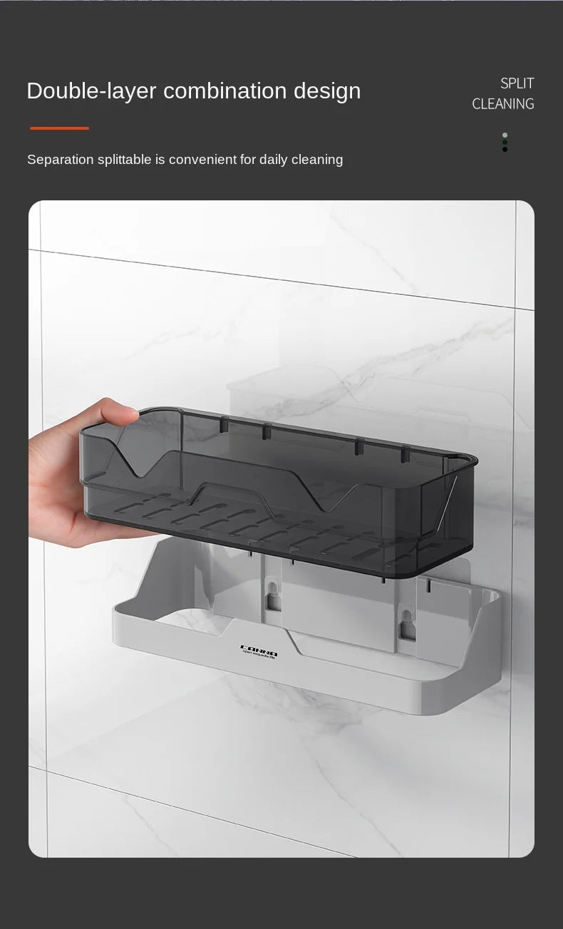 Bath Accessories Home Organizer Shower Shelves Wall Mount Bathroom Shelf WC Shampoo Holder Kitchen Storage Basket Cosmetic Rack