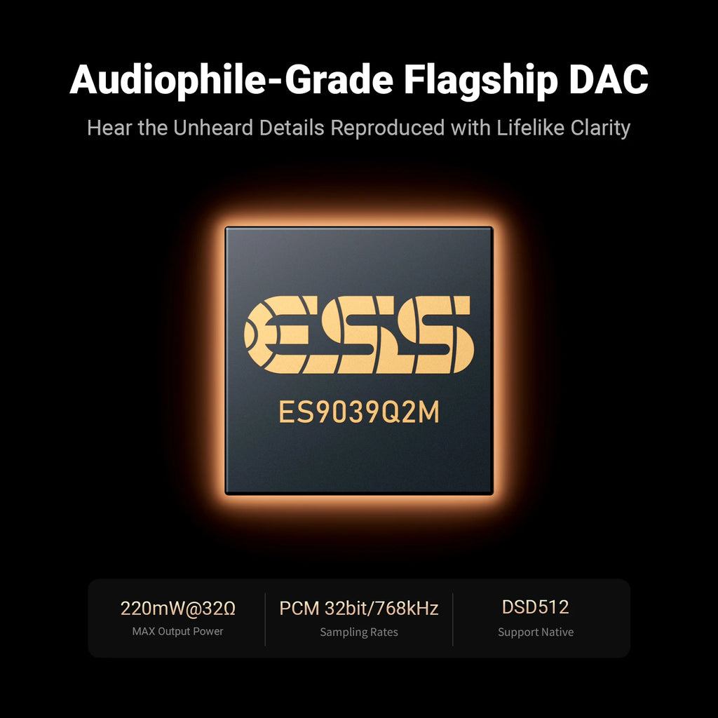 Amplificateur casque Hi-Fi portable Fosi Audio DS3 DAC avec dongle DAC XMOS XU316 DSD512 et sortie jack symétrique 4,4 mm/3,5 mm.