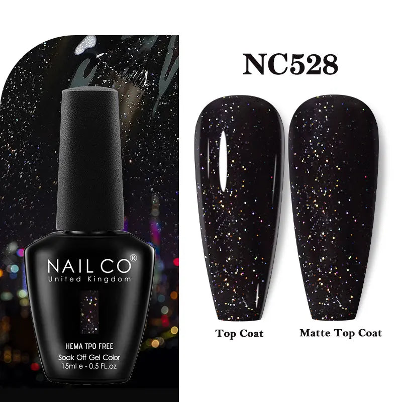 Vernis à ongles gel NAILCO 283 couleurs, base et top coat, semi-permanent, UV, pour nail art et manucure hybride.