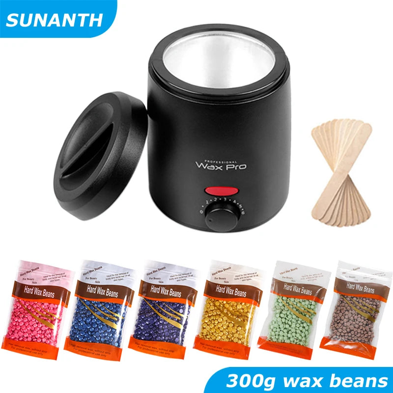 200ML Waxing Kit - Women Men Hard Wax Melt Warmer Kit for Hair Removal-Suitable for Full Body Hair Removal on Sensitive Skin