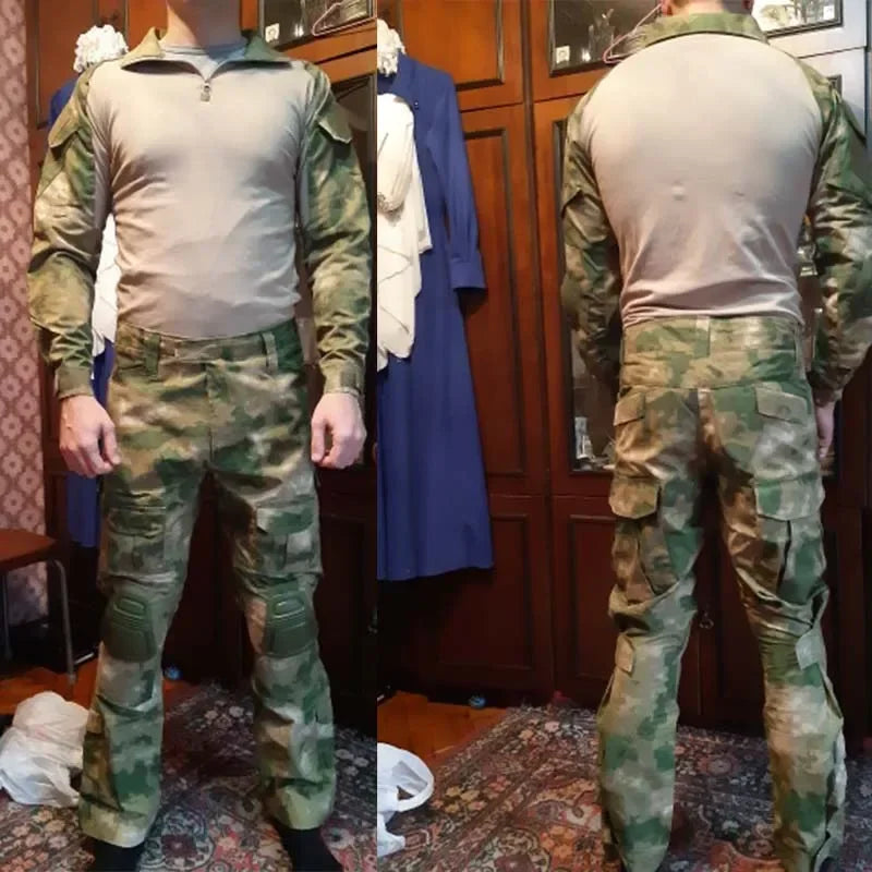 Tactical Airsoft Army Combat Shirt - Breathable CP Camo Zipper Tee