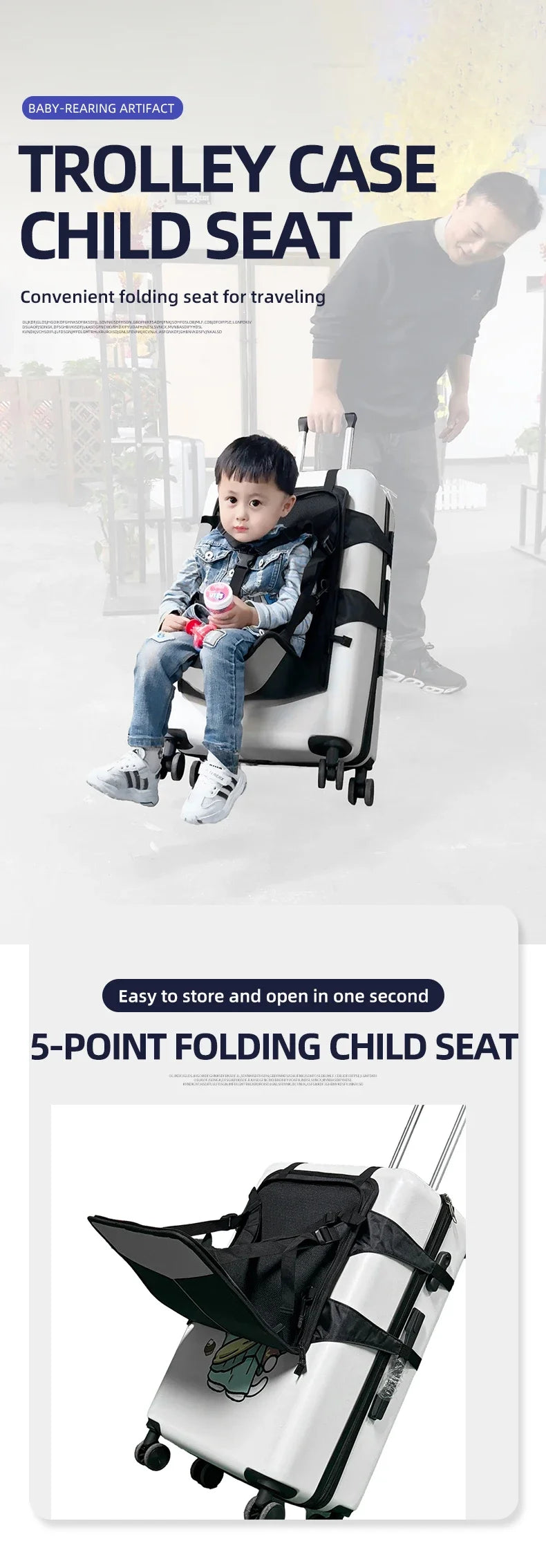 Siège enfant portable, équipement de voyage, coussin de sécurité trois points pour enfants de 1 à 8 ans
