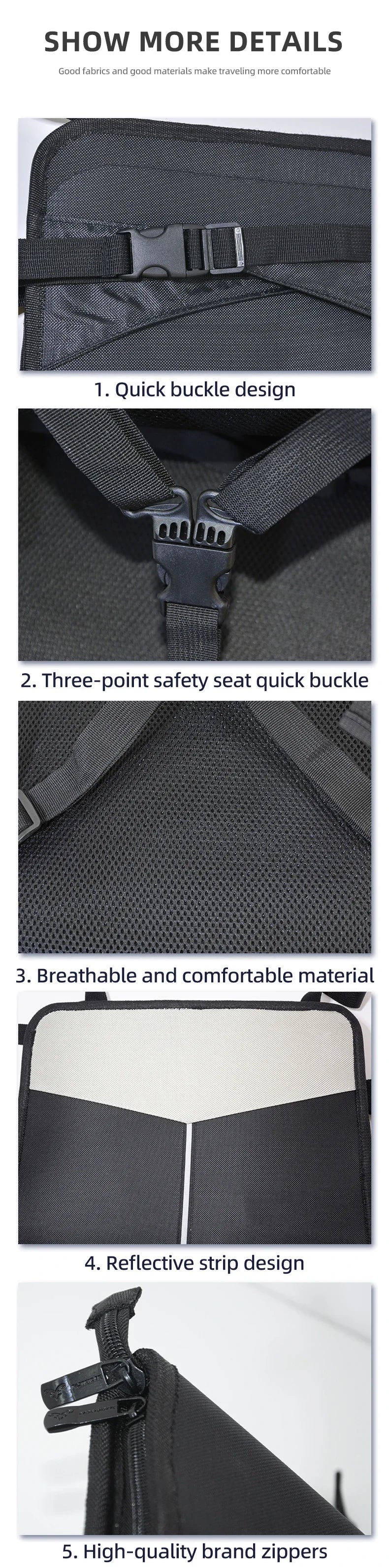 Siège enfant portable, équipement de voyage, coussin de sécurité trois points pour enfants de 1 à 8 ans