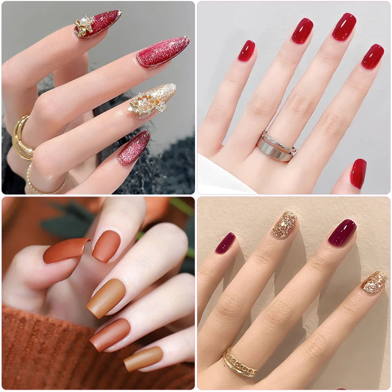 Kit de vernis à ongles semi-permanent avec lampe UV/LED et outils de manucure.