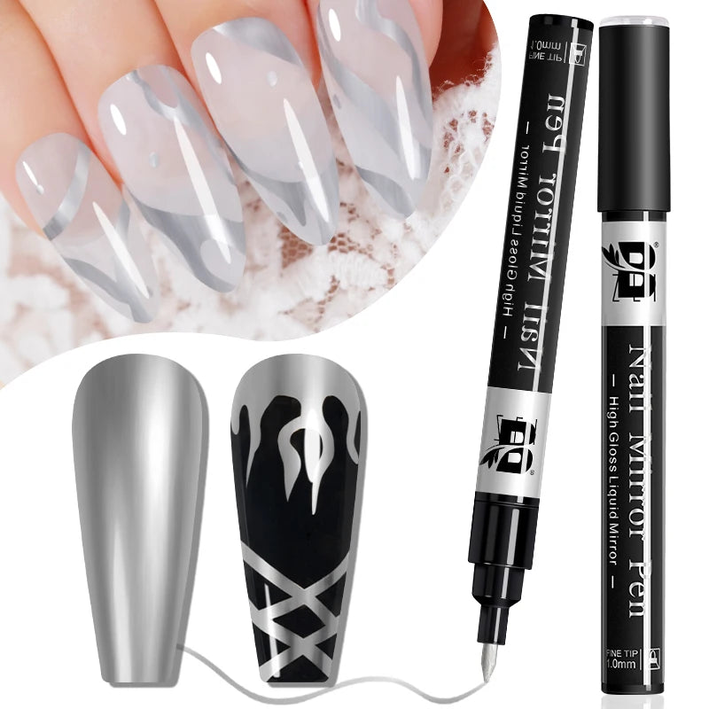 5ML Gold Silver Metallic Liner Paint Gel Polish Chrome Mirror Metal Effect Super Bright French UV LED Semi Permanent Nail Gel