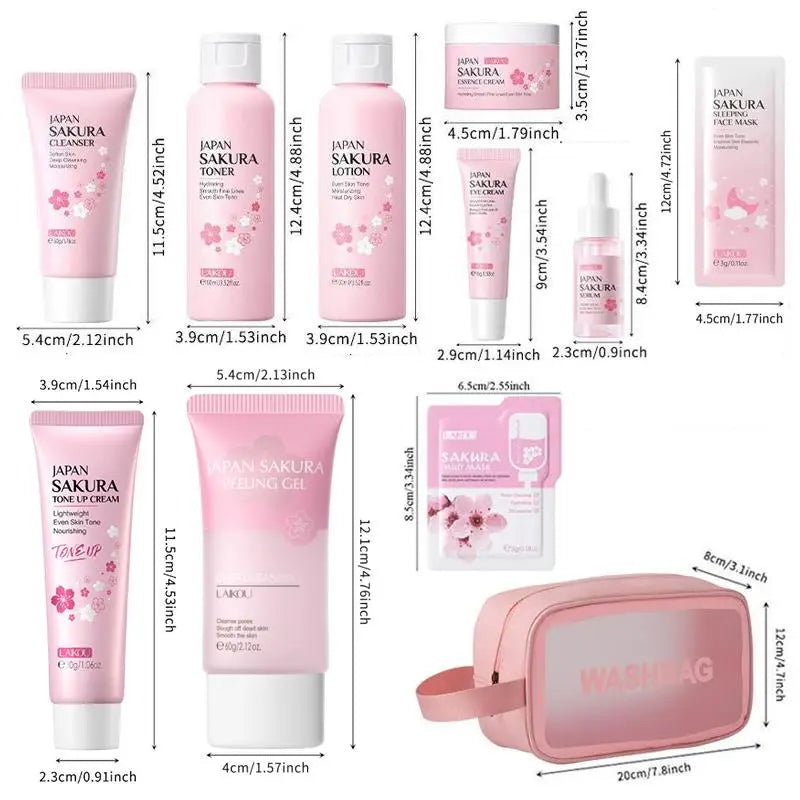 Sakura Skincare Set - 29-Piece Deep Cleansing & Moisturizing Collection