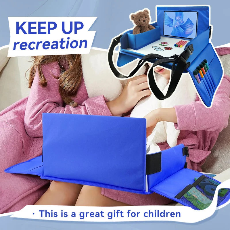 Plateau de voyage pour enfant en voiture, table de rangement pour jouets, tableau à dessin, plateau de sécurité, porte-boissons, activités pour les voyages en voiture