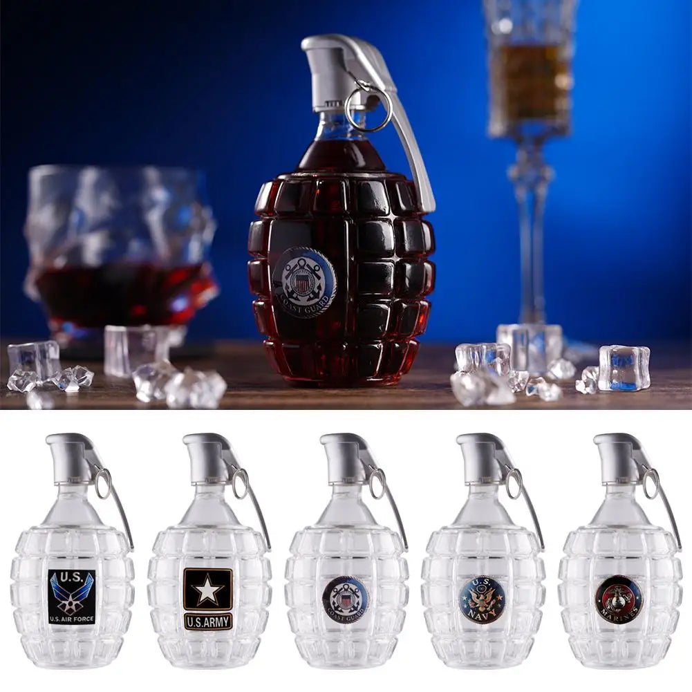 Military Hand Whiskey Bottle Grenade Engraved Liquor Bottle Sealed Whiskey Jar Storage Unique Gift For Men Bar Office Home