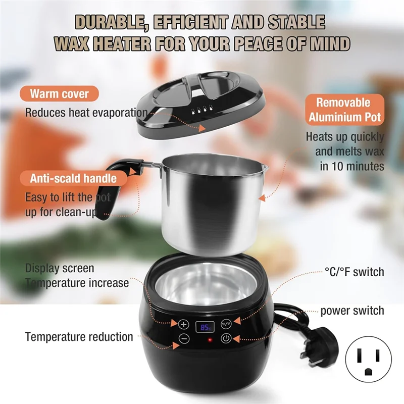 A74E-Wax Pot 1000Ml Capacity, Candle For Making Kit With Wax Melter, For Candle Jars, US Plug