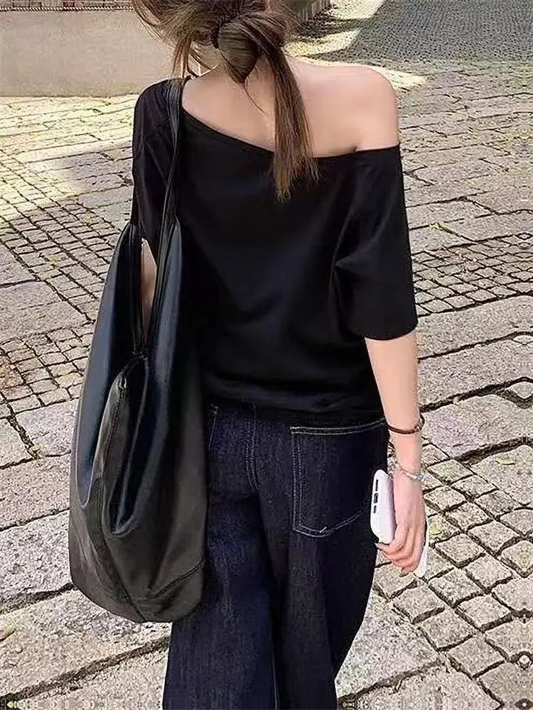 Off Shoulder T-Shirt Women - Sexy Korean Trendy Street Style Top