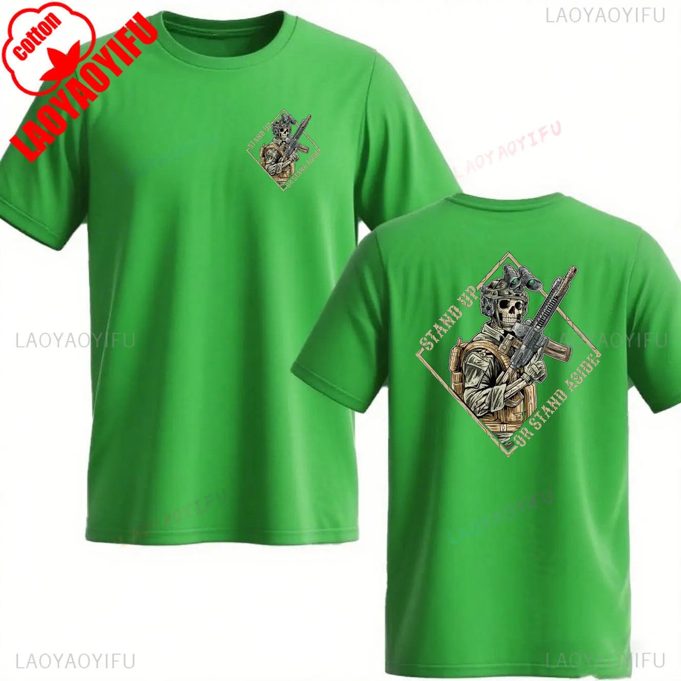 Stand Up or Stand Aside Military T-Shirt - Warrior Skeleton Graphic Tee