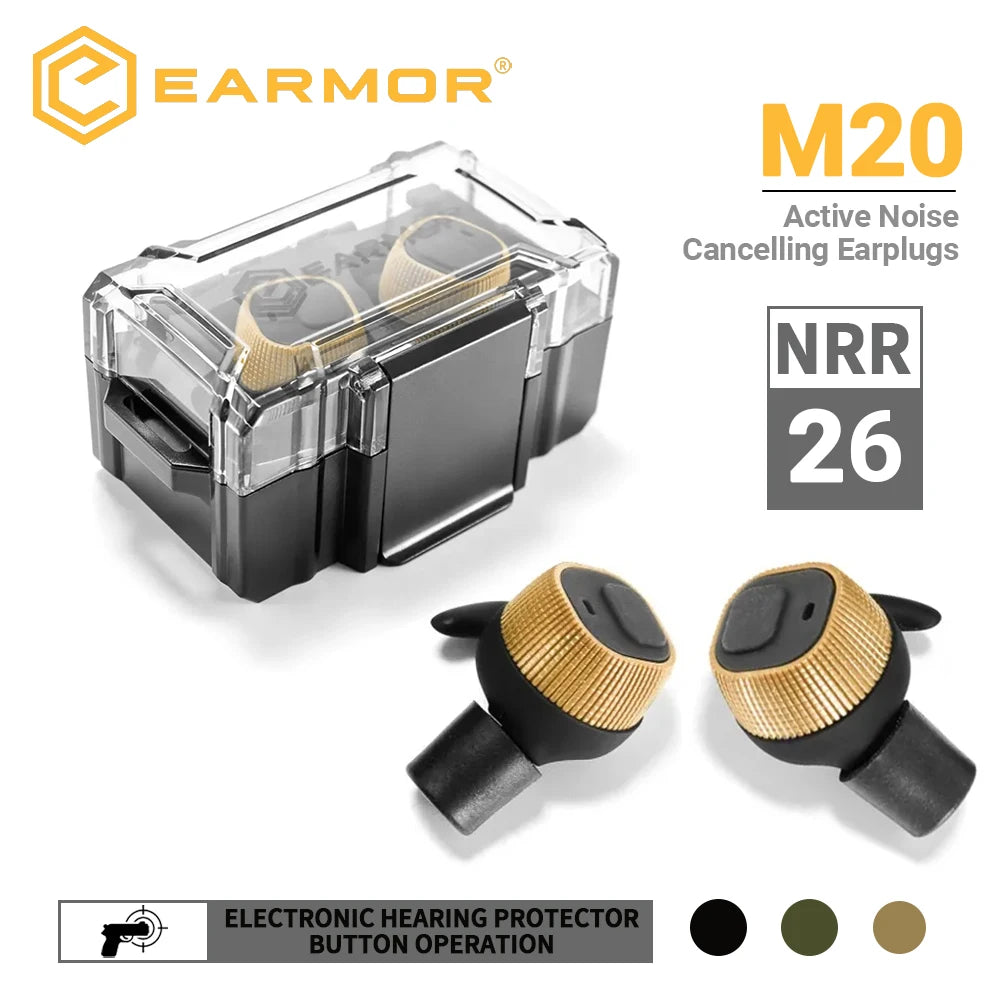 EARMOR M20 Electronic Earplugs - NRR26dB Noise Canceling for Shooting