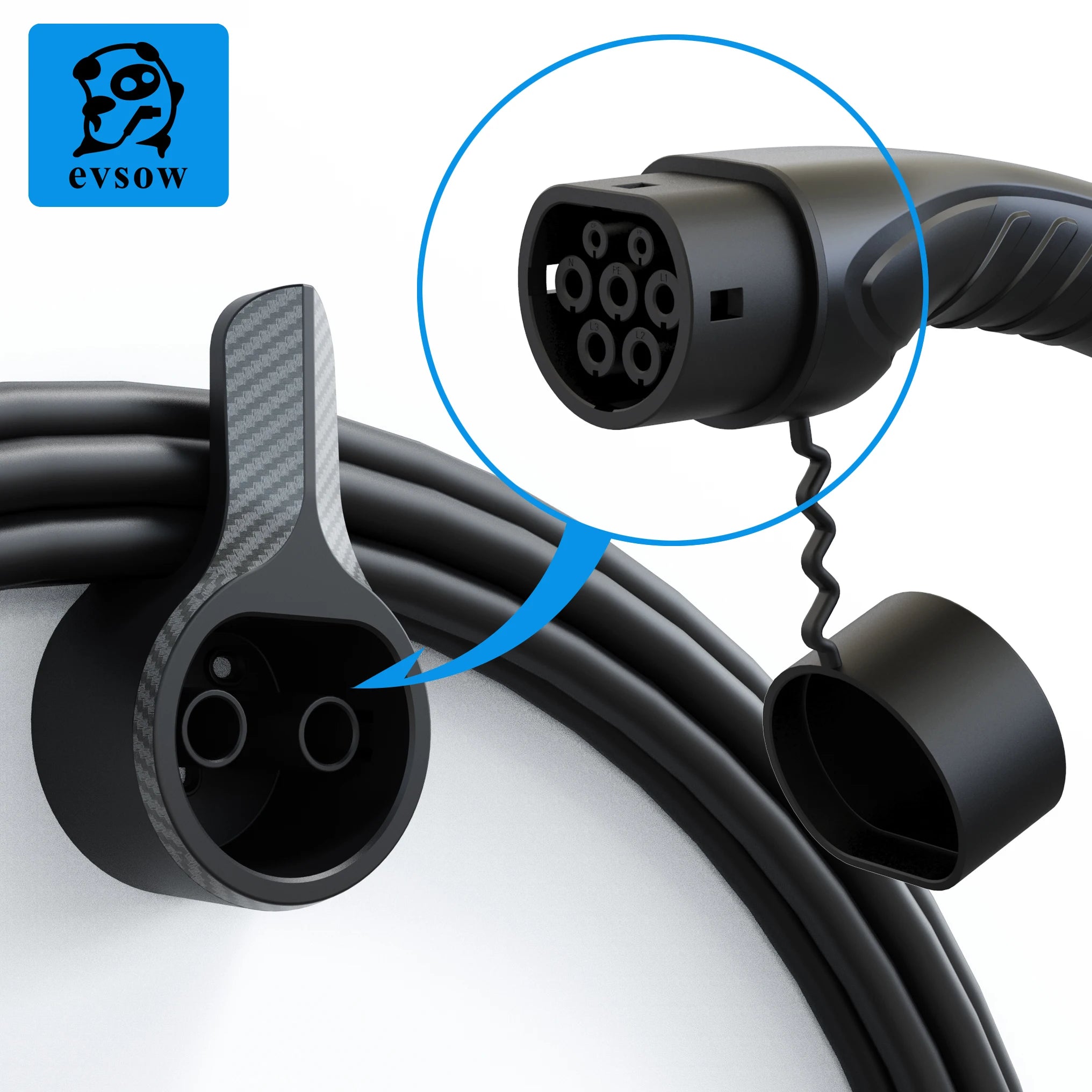 Type 2 EV Charger Cable Holder - Wall Mount Organizer for Electric Vehicles