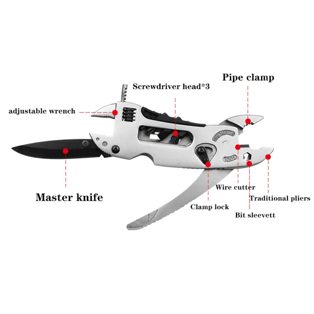 Kit de survie multifonction professionnel avec couteau et clé à molette - Équipement d'urgence