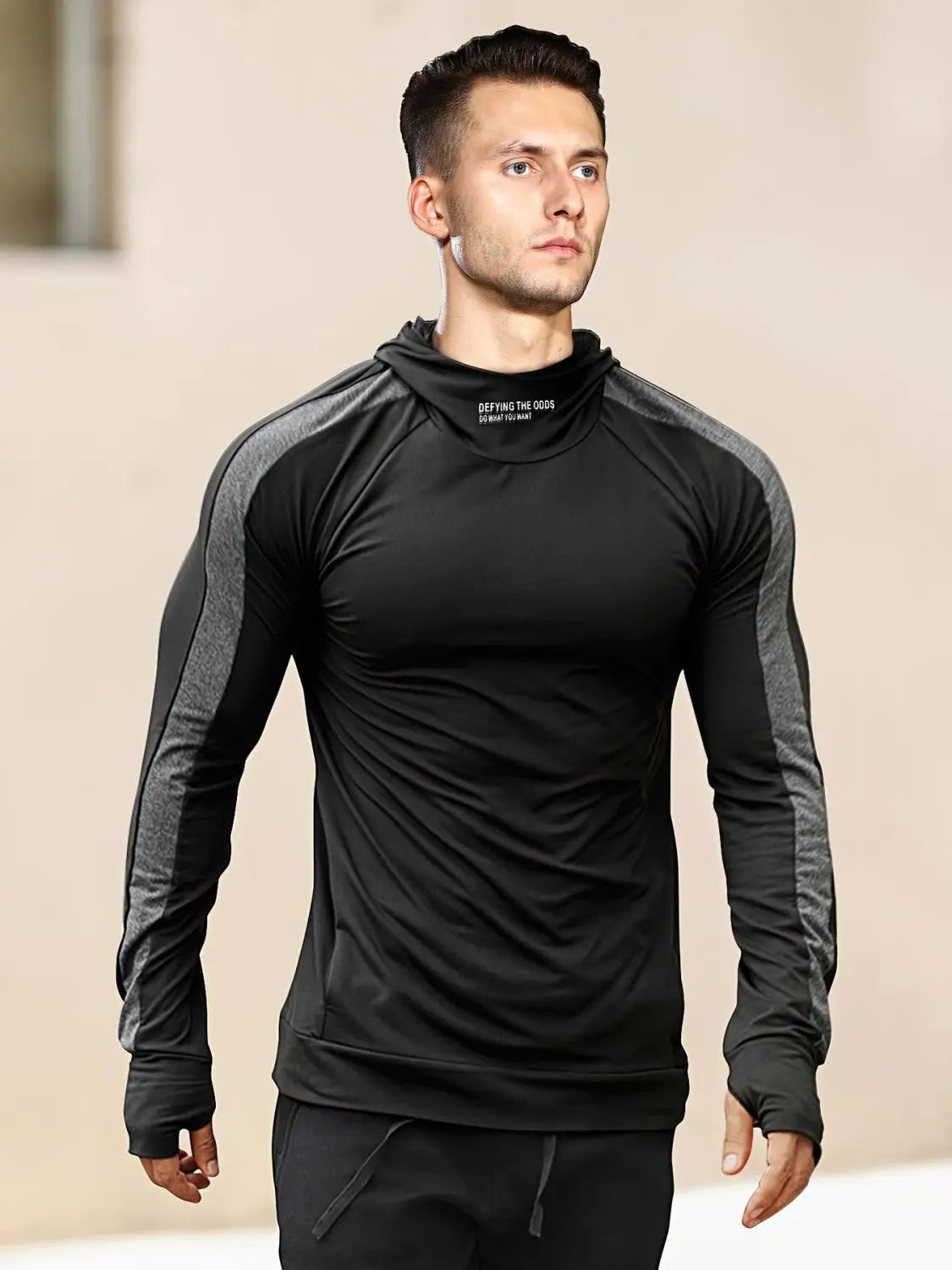 Men's Sports Hooded Quick-drying Breathable Cool Tight Outdoor Fitness Long-sleeved T-shirt