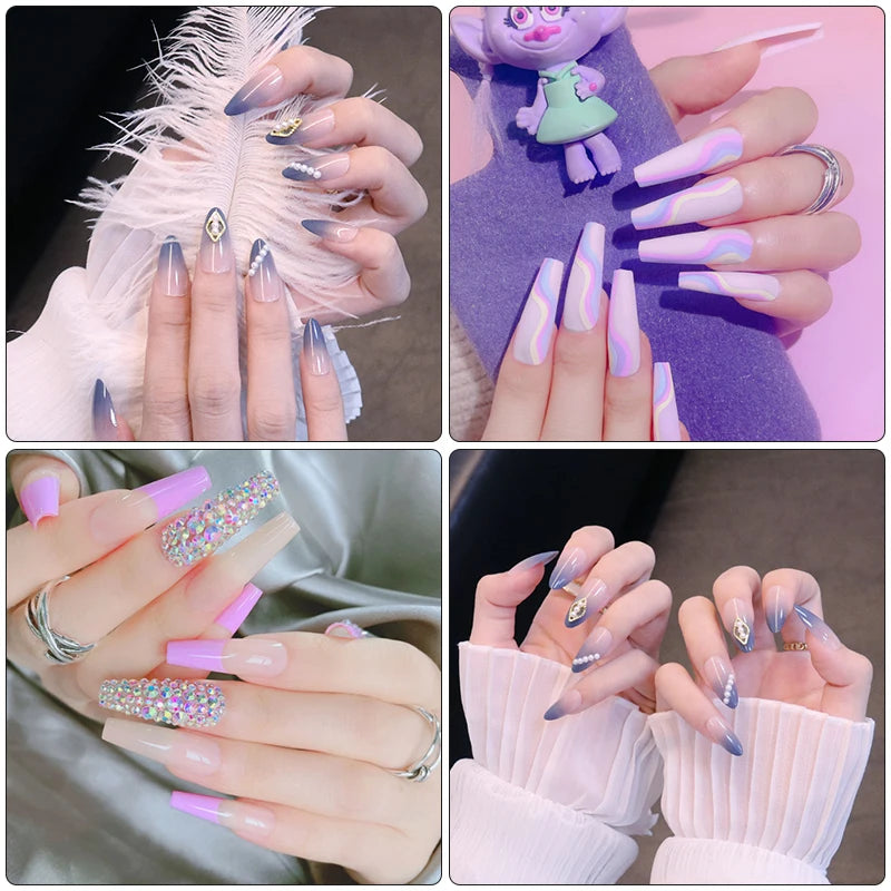 Kit de vernis à ongles semi-permanent avec lampe UV/LED et outils de manucure.