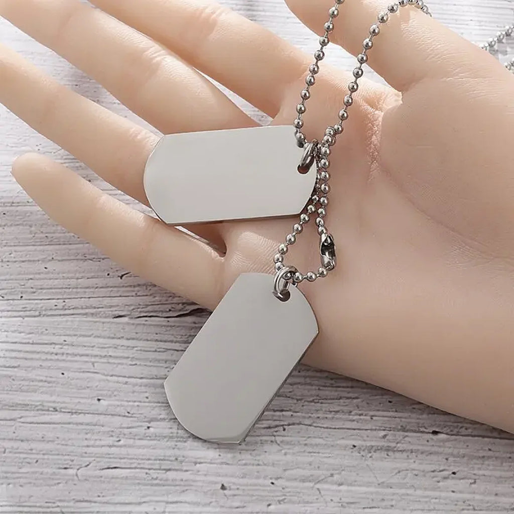Collier avec plaque militaire - Acier inoxydable