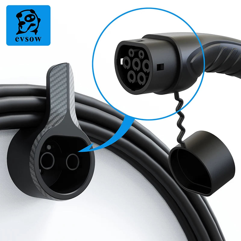 Type 2 EV Charger Cable Holder - Wall Mount Organizer for Electric Vehicles