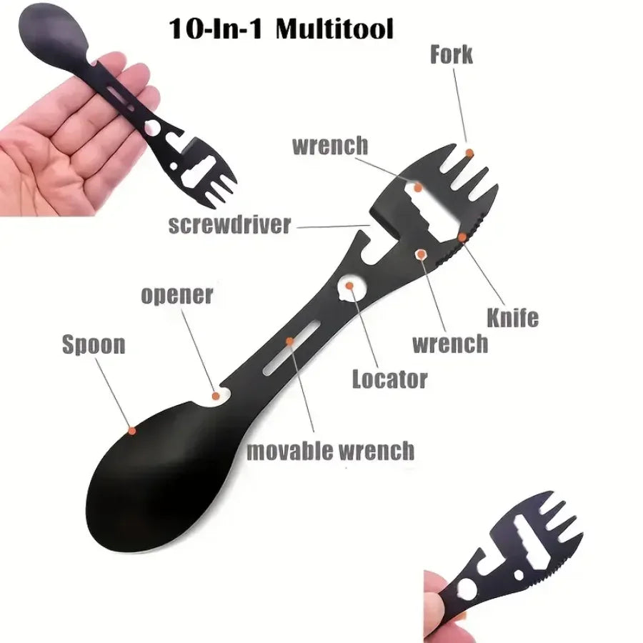5-in-1 Survival EDC Multi-Tool - Camping Utensil Kit with Bottle Opener