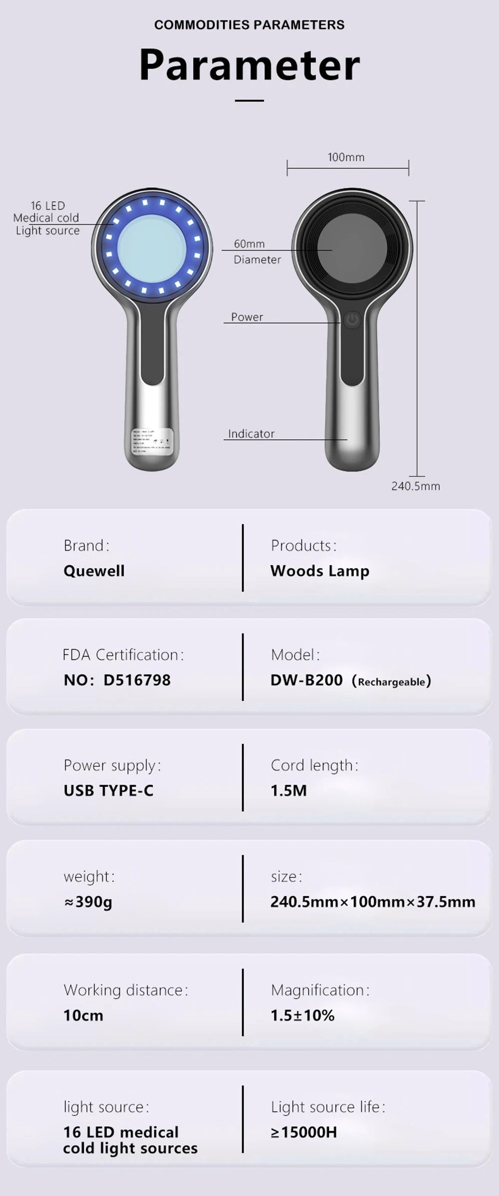 Woods Lamp Skin Analyzer