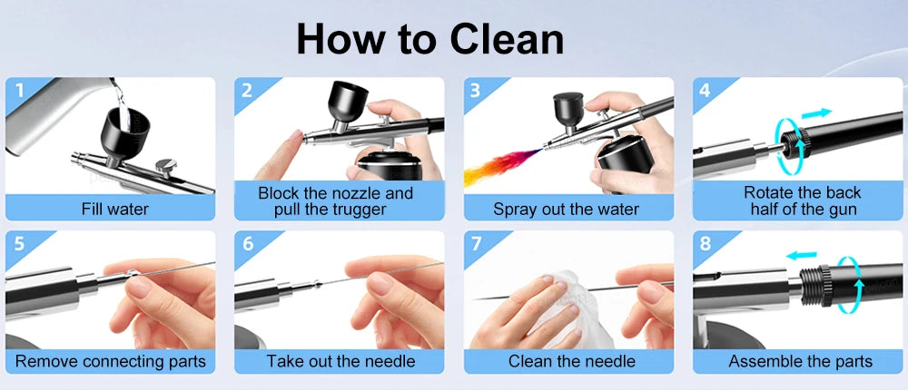Aérographe portable avec compresseur pour la peinture et le nail art, idéal pour la décoration de gâteaux, le maquillage, les manucures et autres travaux de beauté. Pistolet à peinture portable pour vernis et ongles.