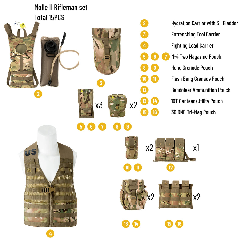 Military MOLLE 2 Tactical Vest Complete Set