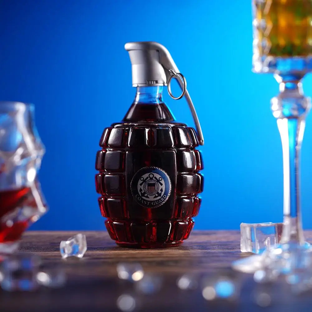 Military Hand Whiskey Bottle Grenade Engraved Liquor Bottle Sealed Whiskey Jar Storage Unique Gift For Men Bar Office Home