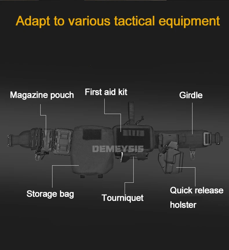 Tactical MOLLE Padded Belt - Combat Waist Belt for Airsoft & Hunting