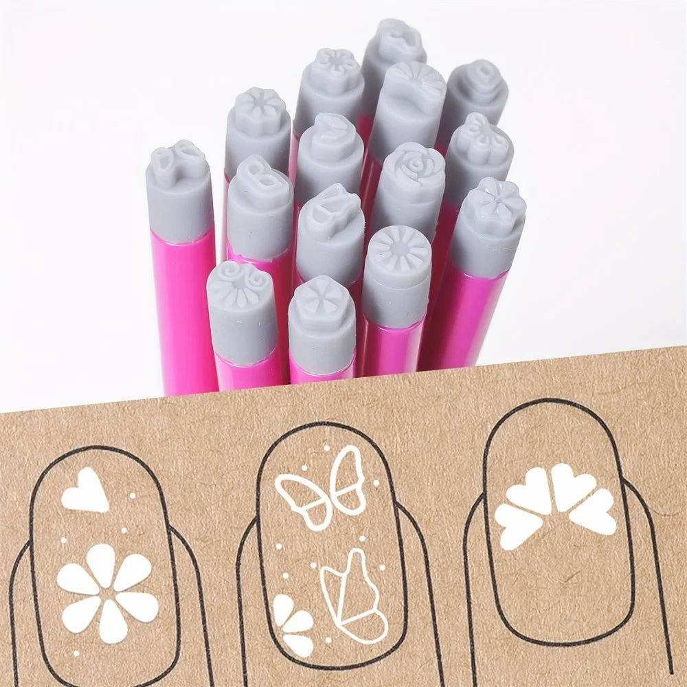 Stylo tampon pour nail art DIY, motif floral et papillon, graffiti pour ongles, outils de polissage, peinture et dessin pour manucure