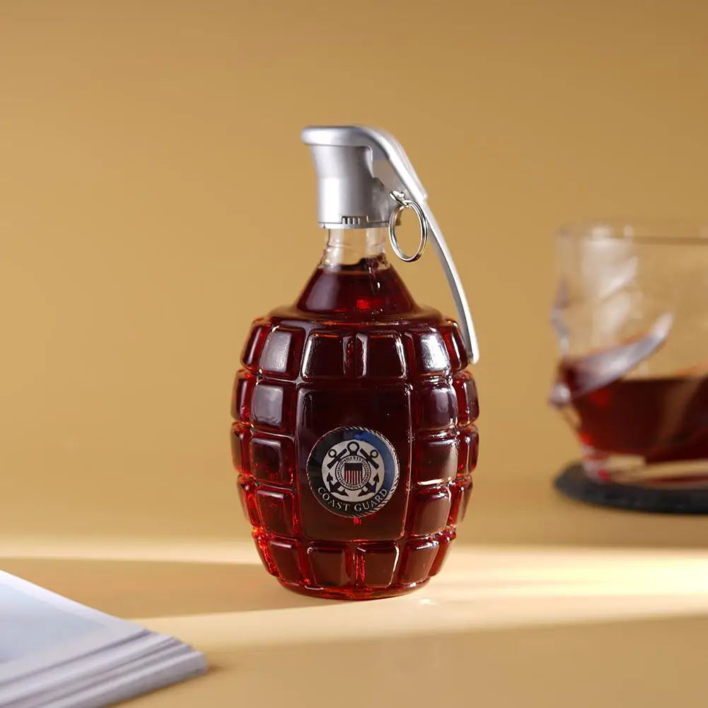 Military Hand Whiskey Bottle Grenade Engraved Liquor Bottle Sealed Whiskey Jar Storage Unique Gift For Men Bar Office Home